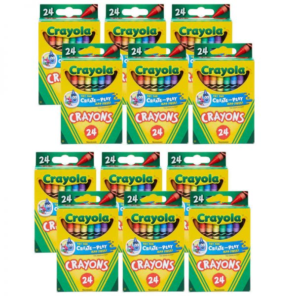 Crayola® Regular-Size Crayons, 24 Colors Per Box, 12 Boxes