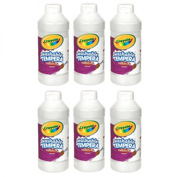 Crayola® Artista II® Washable Liquid Tempera Paint, White, 16 oz. Bottles, Pack of 6