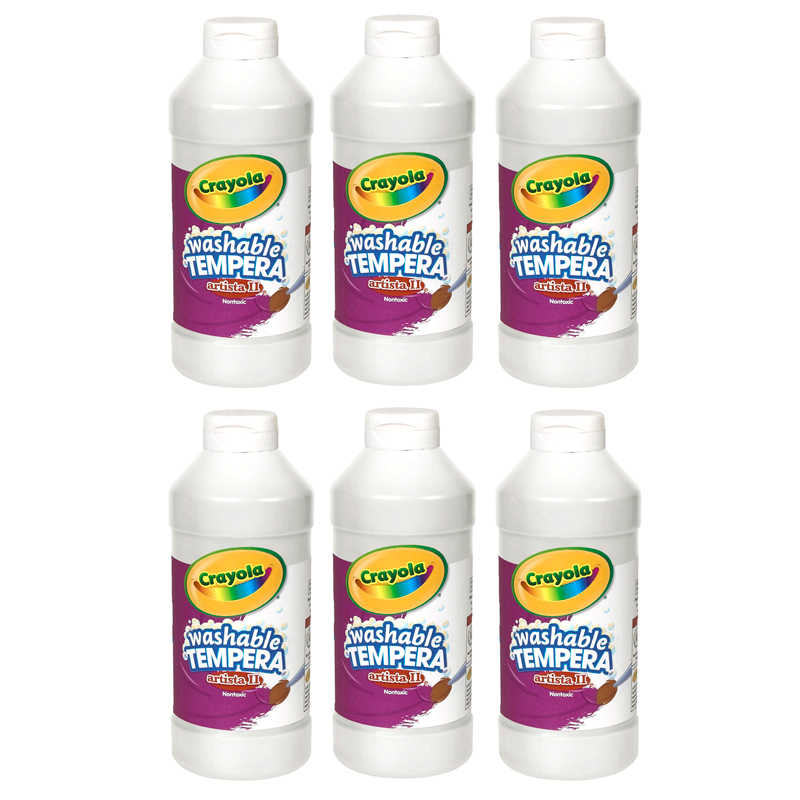 Crayola® Artista II® Washable Liquid Tempera Paint, White, 16 oz. Bottles,  Pack of 6
