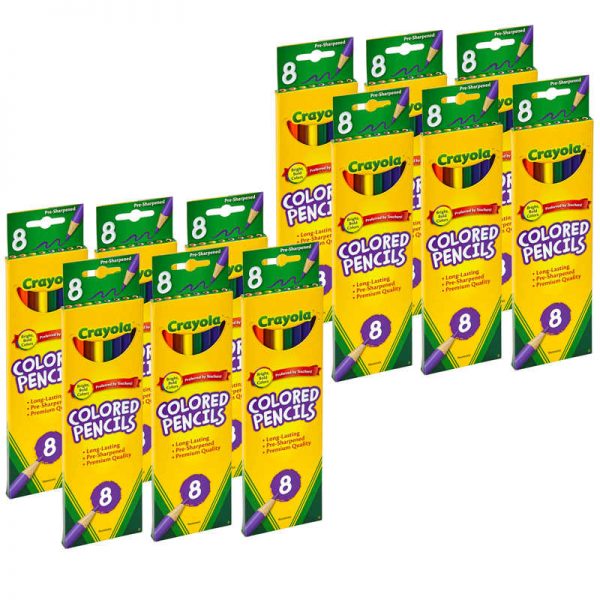 Crayola® Colored Pencils, 8 Colors Per Box, 12 Boxes