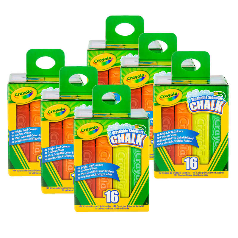 TeachersParadise Crayola® Washable Sidewalk Chalk, 16 Per Pack, 6