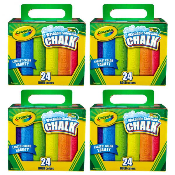 Crayola® Washable Sidewalk Chalk, 24 Per Box, 4 Boxes