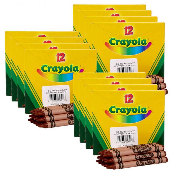 Crayola® Bulk Crayons, Brown, Regular Size, 12 Per Box, 12 Boxes