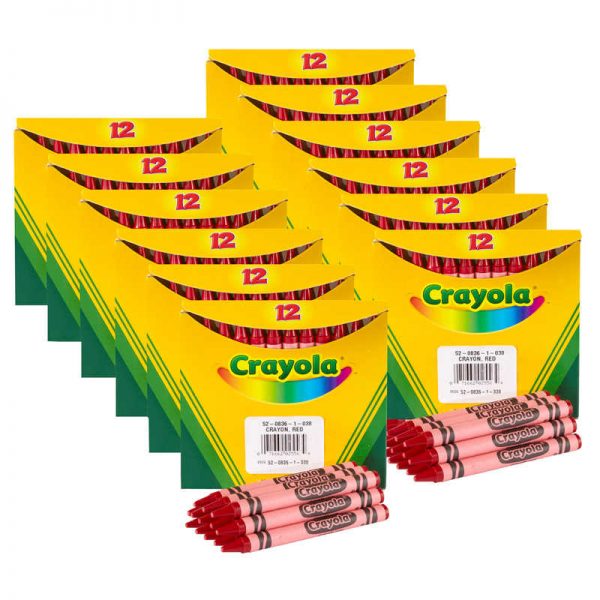 Crayola® Bulk Crayons, Red, Regular Size, 12 Per Box, 12 Boxes