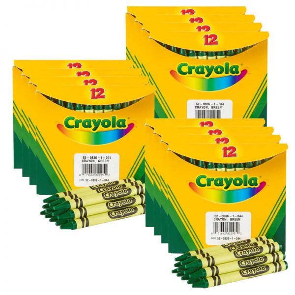 Crayola® Bulk Crayons, Green, Regular Size, 12 Per Box, 12 Boxes