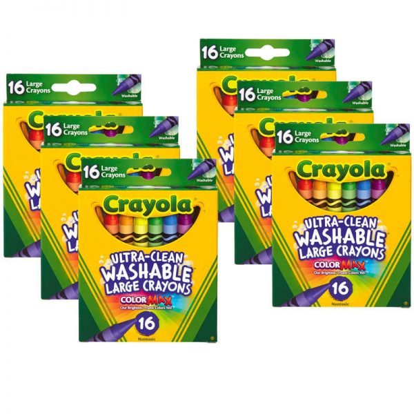 Crayola® Large Washable Crayons, 16 Per Box, 6 Boxes