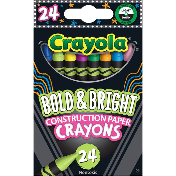 Crayola Bold & Bright Construction Paper Crayons, 24 Count