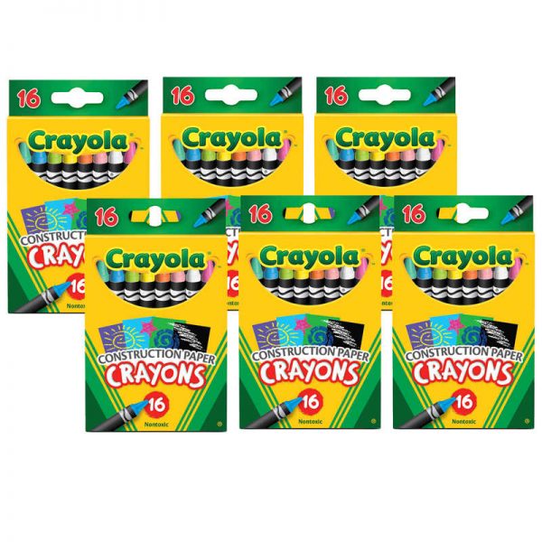 Crayola® Construction Paper Crayons, 16 Per Box, 6 Boxes