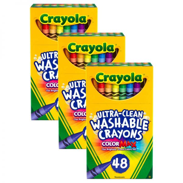 Crayola® Ultra-Clean Washable Crayons - Regular Size, 48 Per Pack, 3 Packs