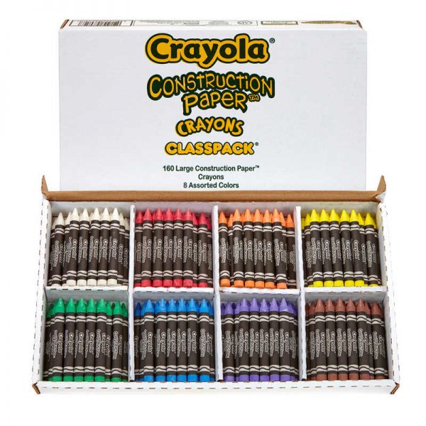 Crayola® Construction Paper™ Crayon Classpack®, Reg Size, 8 Colors, Pack of 160