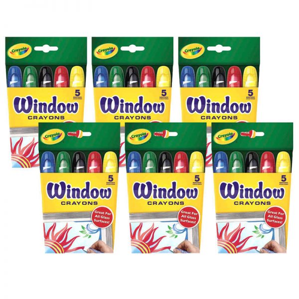 Crayola® Washable Window Crayons, 5 Per Box, 6 Boxes