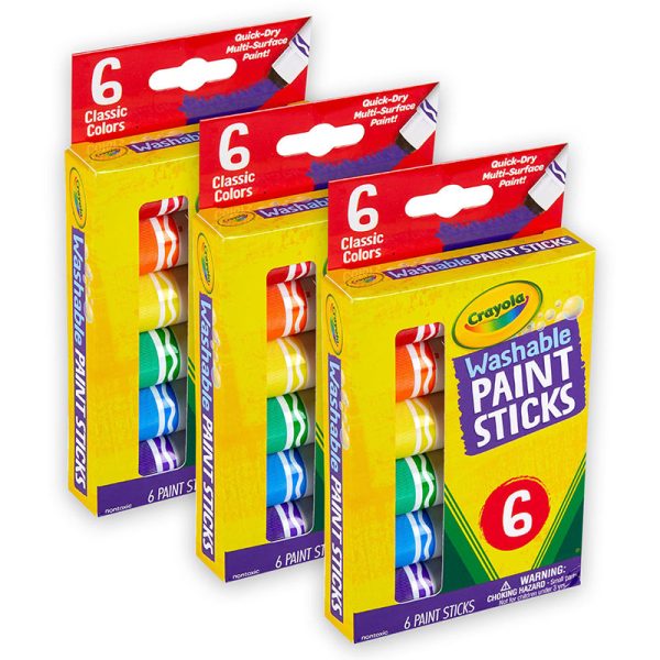 Crayola Washable Paint Sticks, 6 Per Pack, 3 Packs