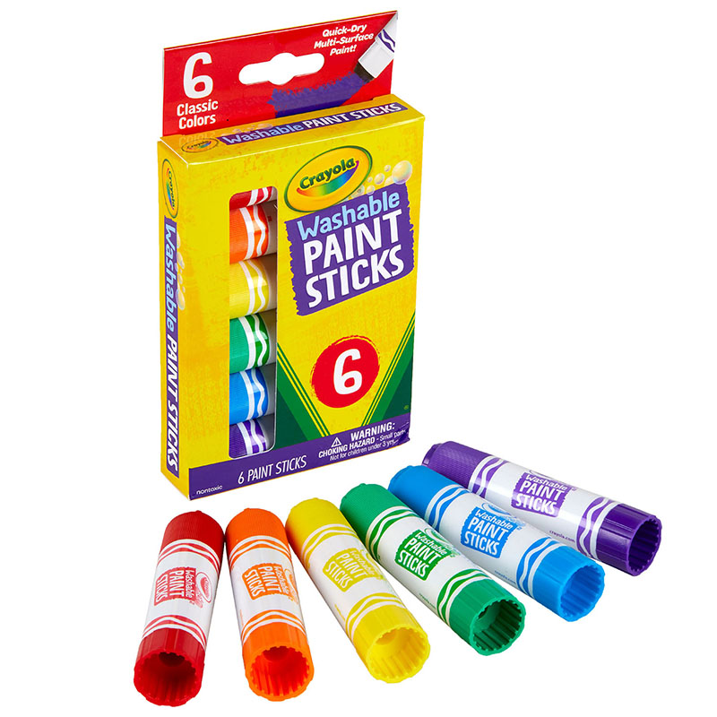 TeachersParadise - Crayola Washable Paint Sticks, 6 colors - BIN546207