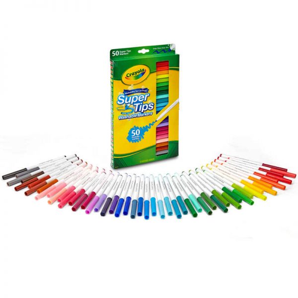 Crayola® Washable Markers, Super Tips, Pack of 50