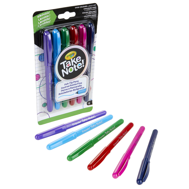 TeachersParadise Crayola® Take Note! UltraFine Washable FeltTip Marker Pen, Pack of 6