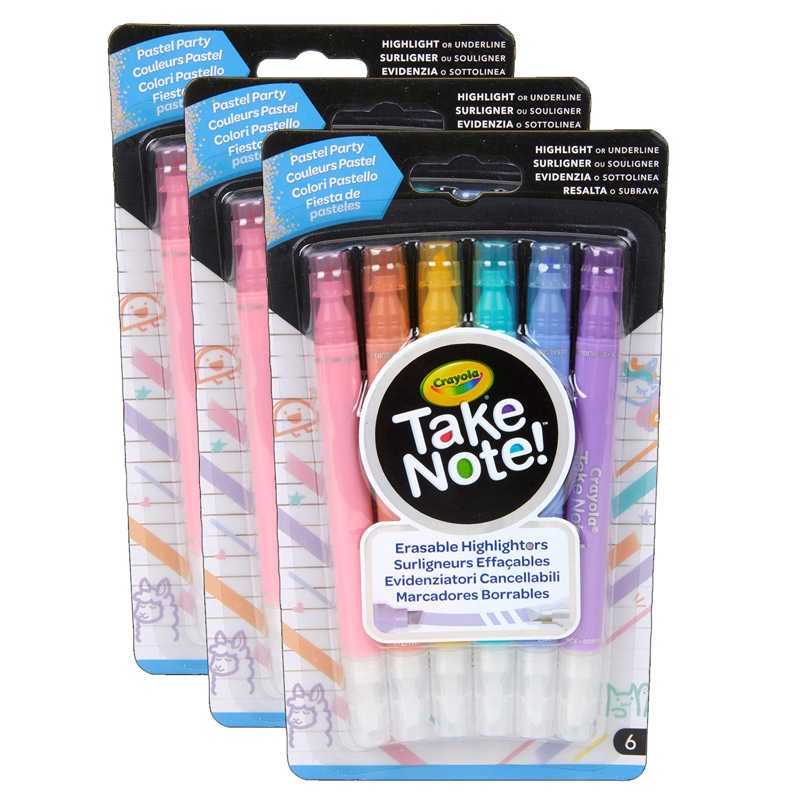 TeachersParadise Crayola® Take Note! Erasable Highlighters, Pastel