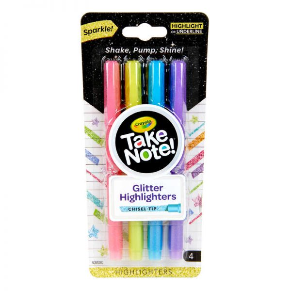 Crayola® Take Note Glitter Highlighters, 4 Count