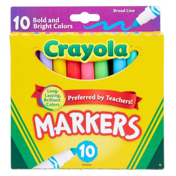 Crayola® Broad Line Markers, Bold & Bright Colors, Pack of 10