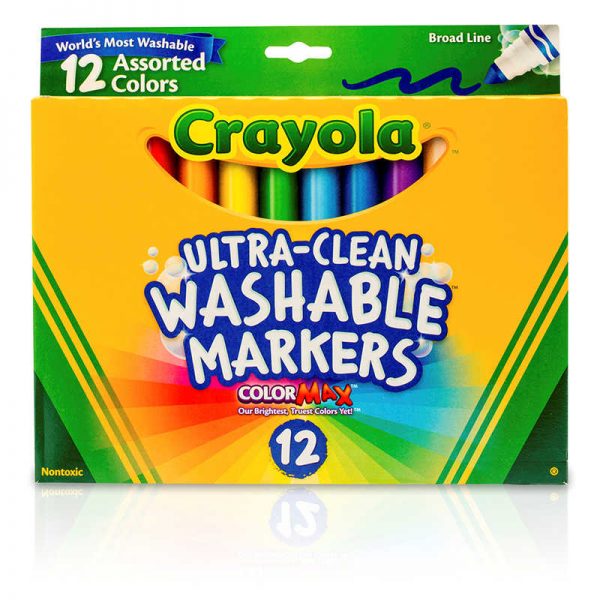 Crayola® Ultra-Clean Broad Line Washable Markers, Assorted, 12 Count
