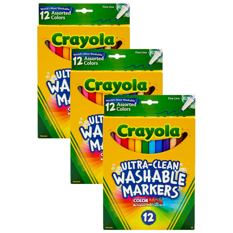 Crayola Washable Fine Point Markers, Assorted - 12 count