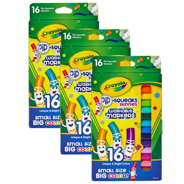 Crayola® Pip-Squeaks™ Skinnies™ Markers, Fine Tip, 16 Per Box, 3 Boxes
