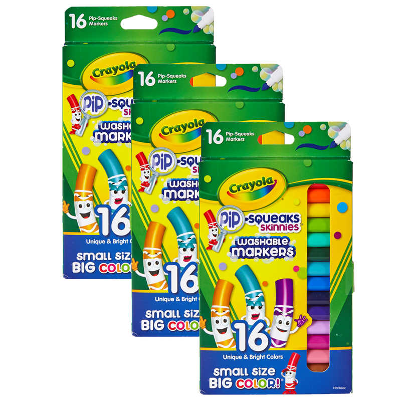 TeachersParadise - Crayola® Pip-Squeaks™ Skinnies™ Markers, Fine Tip, 16  Per Box, 3 Boxes - BIN588146-3