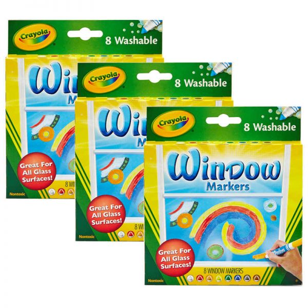 Crayola® Washable Window Markers, 8 Per Box, 3 Boxes