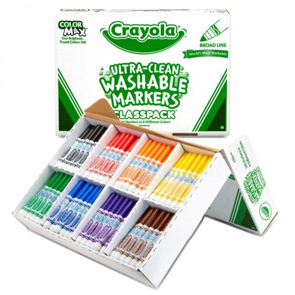 Crayola® Ultra-Clean Washable Markers Classpack®, Broad Line, 8 Colors, Pack of 200