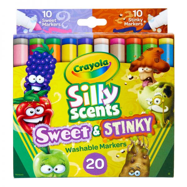 Crayola® Silly Scents™ Sweet & Stinky Washable Markers, Broad Line, 20 Colors/Scents