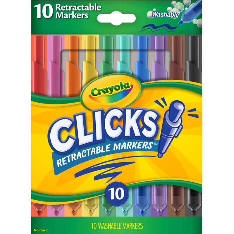 Crayola Clicks Retractable Markers, 10 Colors