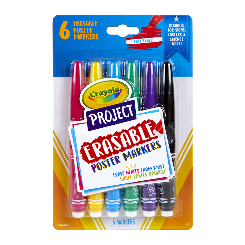 Crayola Project Erasable Poster Markers, Pack of 6