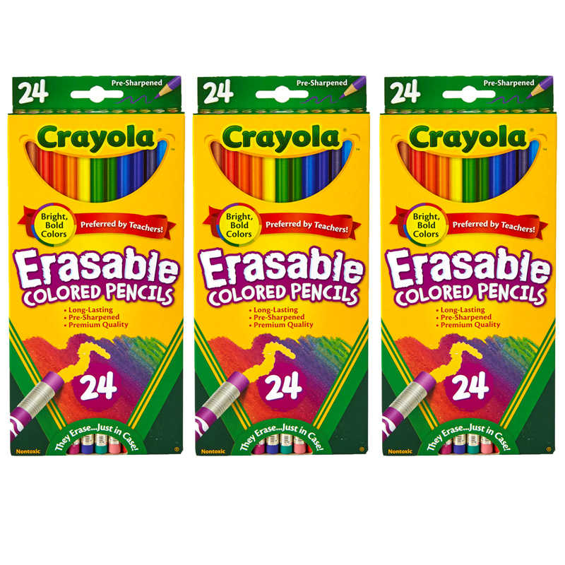 Crayola® Erasable Colored Pencils, 24 Per Box, 3 Boxes