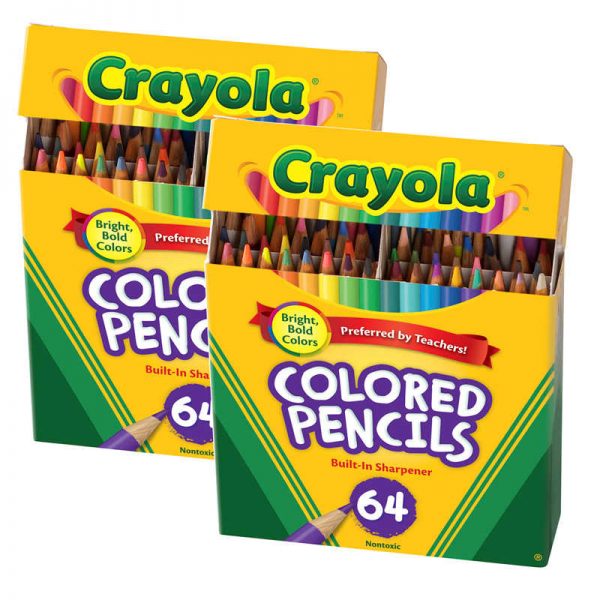 Crayola® Short Colored Pencils, 64 Per Pack, 2 Packs