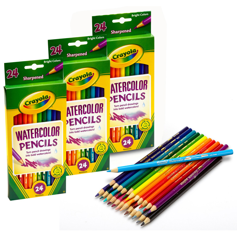 Crayola® Watercolor Colored Pencils, 24 Per Pack, 3 Packs