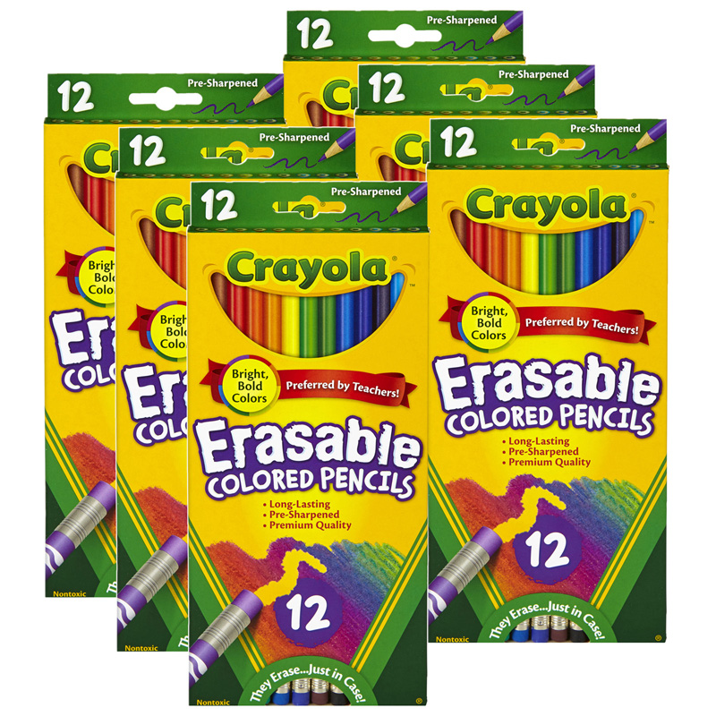 Crayola® Erasable Colored Pencils, 12 Per Box, 6 Boxes