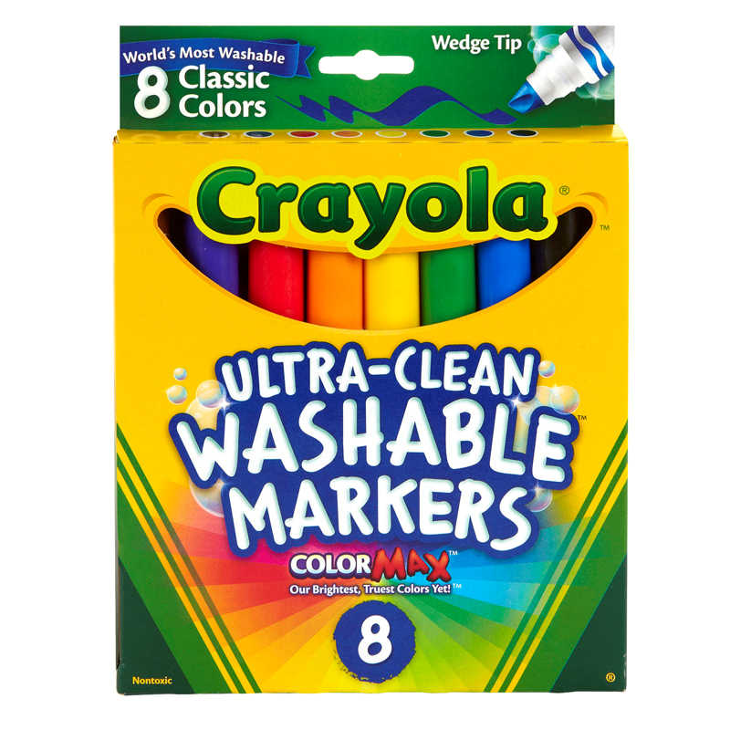 Crayola® Ultra-Clean Washable Markers, Wedge Tip, 8 Count