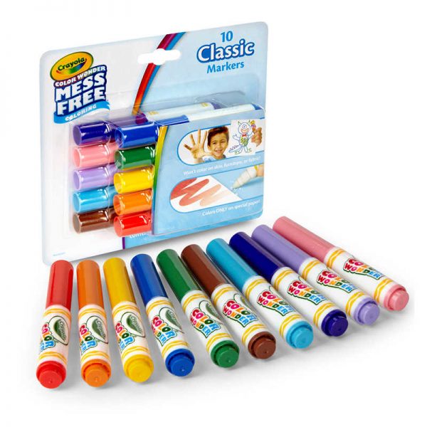 Crayola® Color Wonder Mess Free Mini Markers, Classic Colors, Pack of 10
