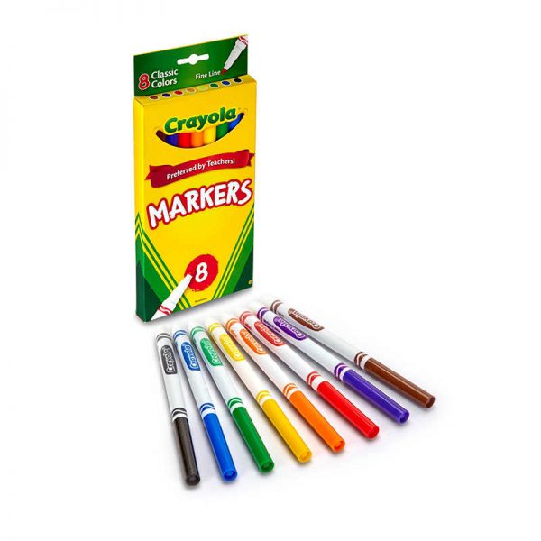Crayola® Original Formula Markers, Fine tip, 8 Classic Colors