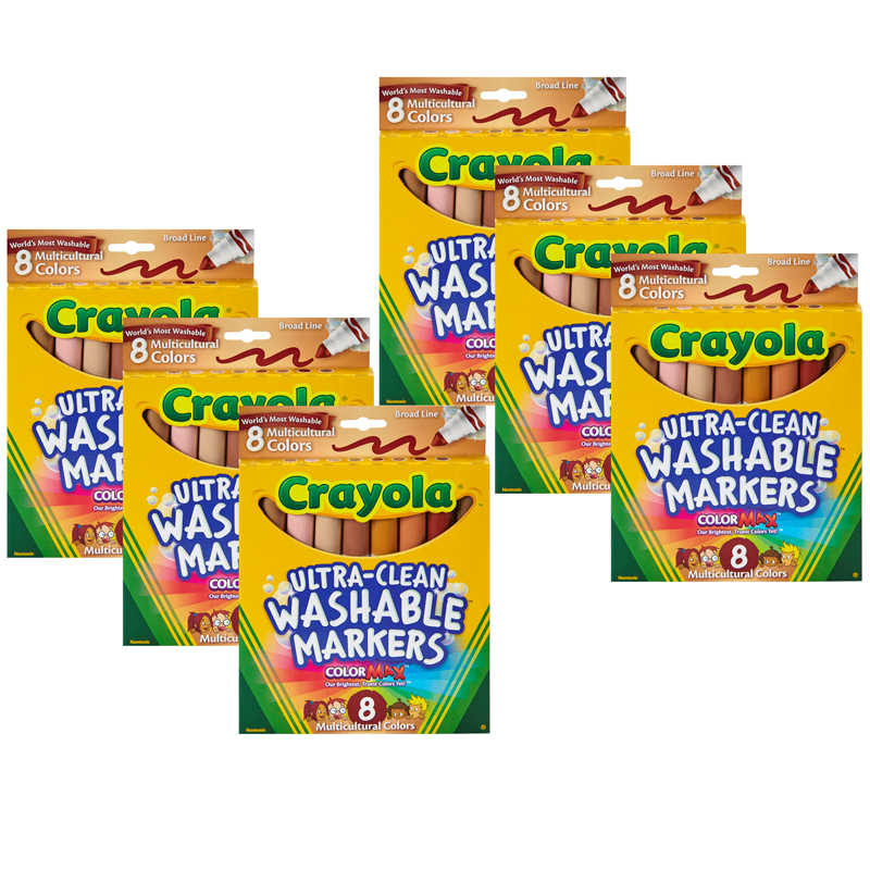Crayola® Multicultural Markers, Broad Line, 8 Per Box, 6 Boxes