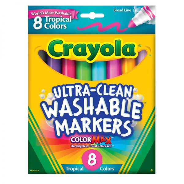 Crayola® Tropical Broad Line Washable Markers, Ultra Clean, 8 Count