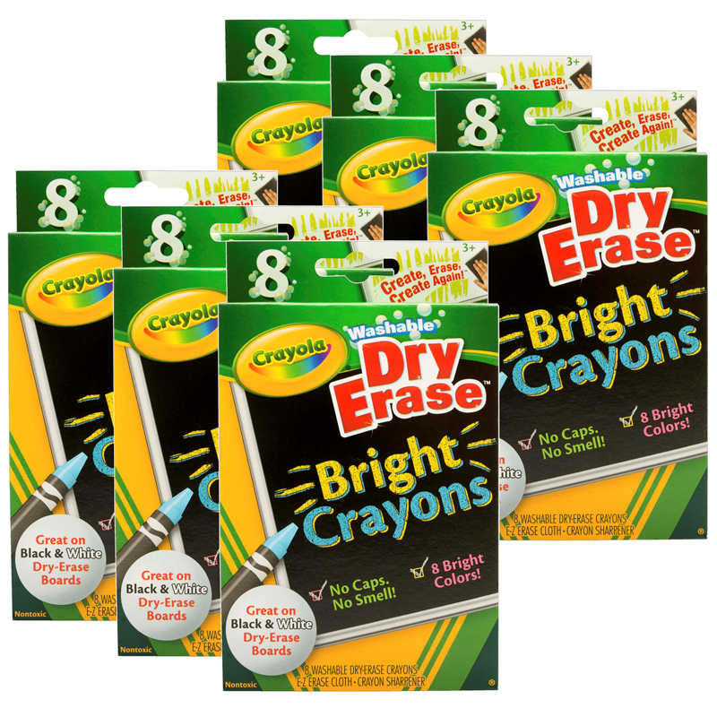 TeachersParadise Crayola® Dry Erase Washable Crayons, Bright Colors