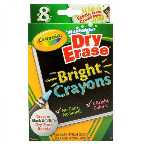 Crayola® Dry Erase Washable Crayons, Bright Colors, 8 Count