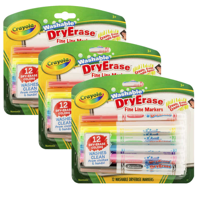 TeachersParadise Crayola® Washable Dry Erase Markers, Fine Line, 12