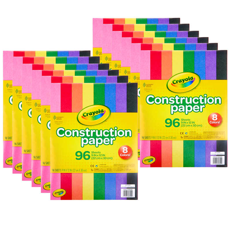 TeachersParadise - Crayola® Construction Paper, 96 Sheets Per Pack, 12  Packs - BIN993000-12