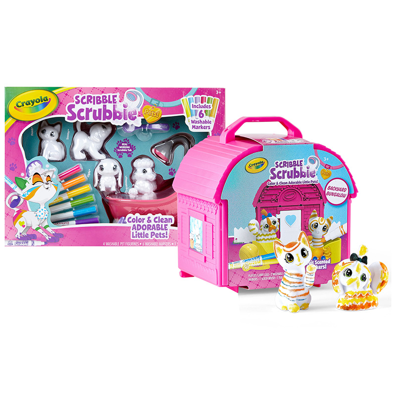 Crayola® Scribble Scrubbie™ Pets! Scrub Tub Set & Backyard Bungalow Set -  BINSCRUBPETKIT1 - TeachersParadise