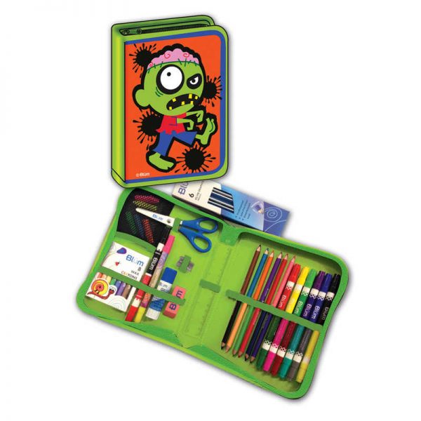 Blum School Gear Kits Zombie Design All-In-One School Supplies Set with Case, Grades K-4, 41 Piece Set