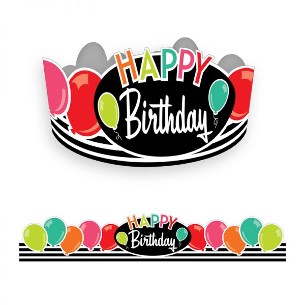 Schoolgirl Style™ Black, White & Stylish Brights Birthday Crowns, Pack of 30