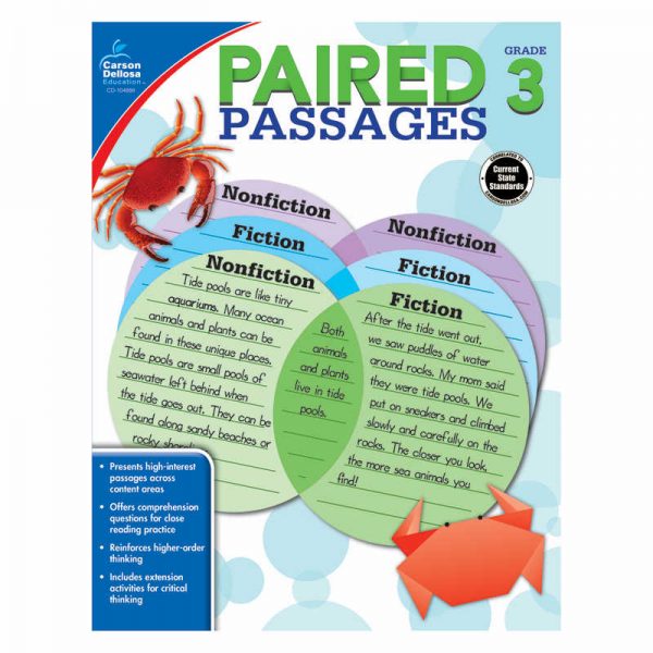 Carson Dellosa Education Paired Passages Workbook, Grade 3, Paperback