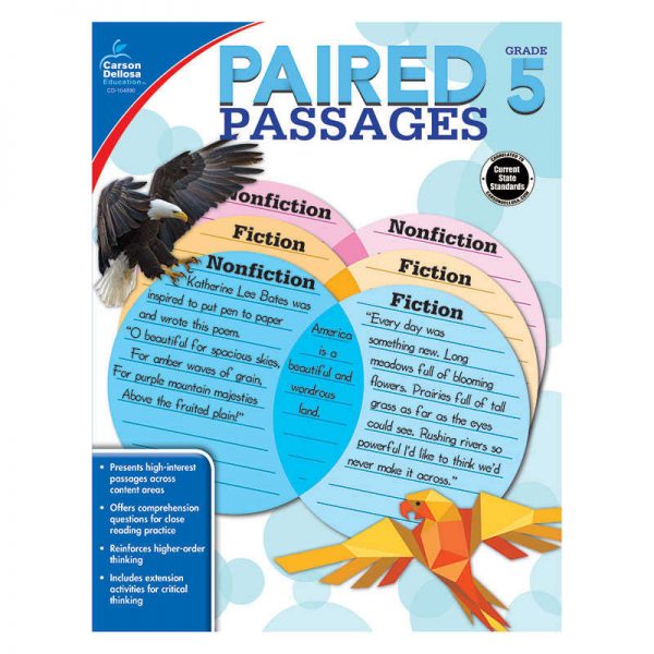 Carson Dellosa Education Paired Passages Workbook, Grade 5