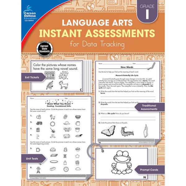 Carson Dellosa Education Language Arts Instant Assessments for Data Tracking Resource Book, Grade 1